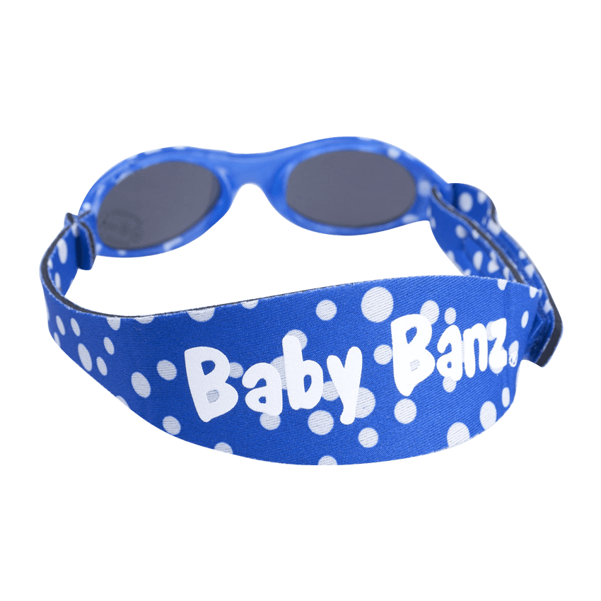 Blå og hvite Baby Banz / Kidz Banz solbriller for barn.