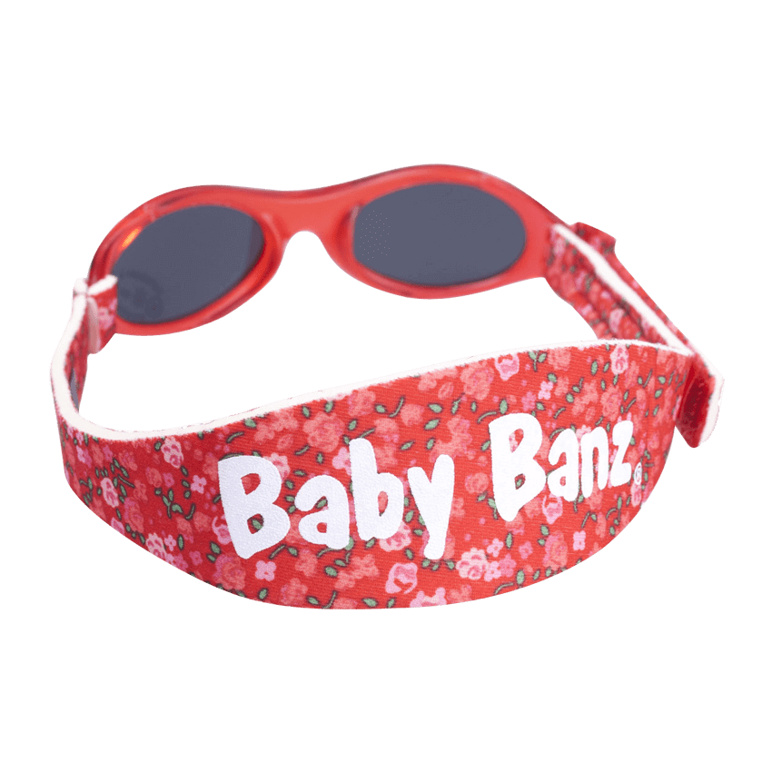 Baby Banz / Kidz Banz solbriller - Rød med blomstrete bånd (Adventure Petit floral)