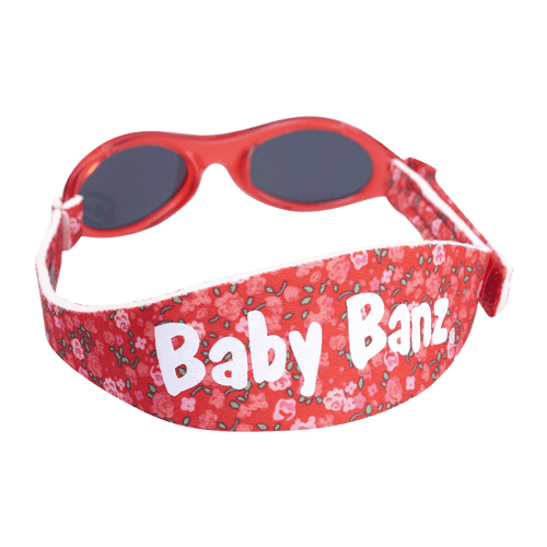 Baby Banz / Kidz Banz solbriller - Rød med blomstrete bånd (Adventure Petit floral)
