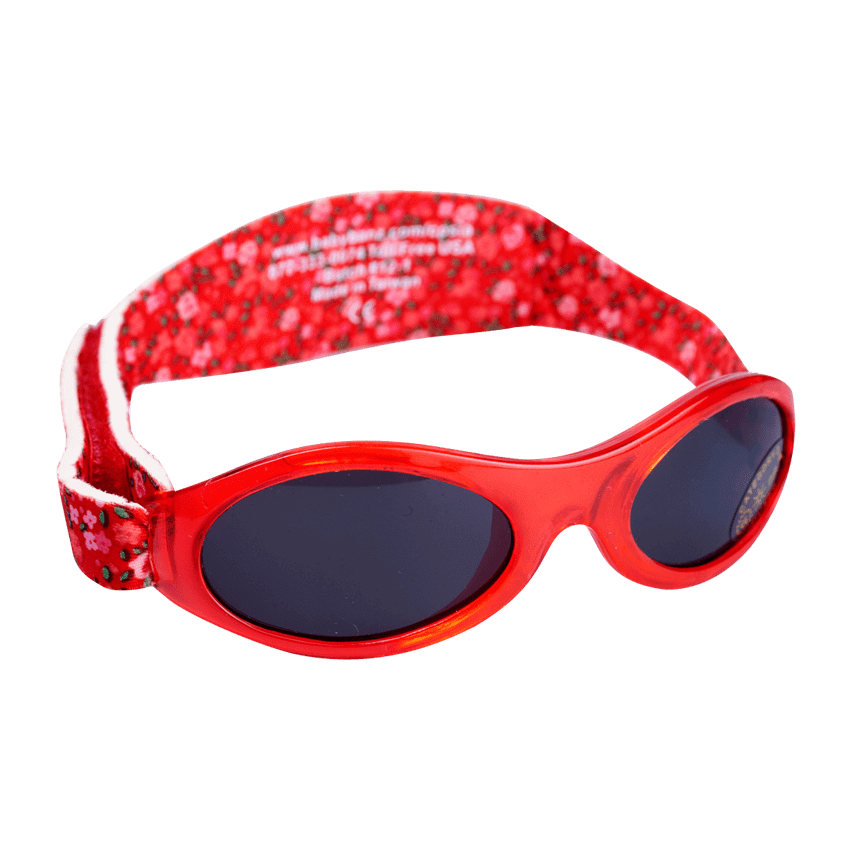 Baby Banz / Kidz Banz solbriller - Rød med blomstrete bånd (Adventure Petit floral)
