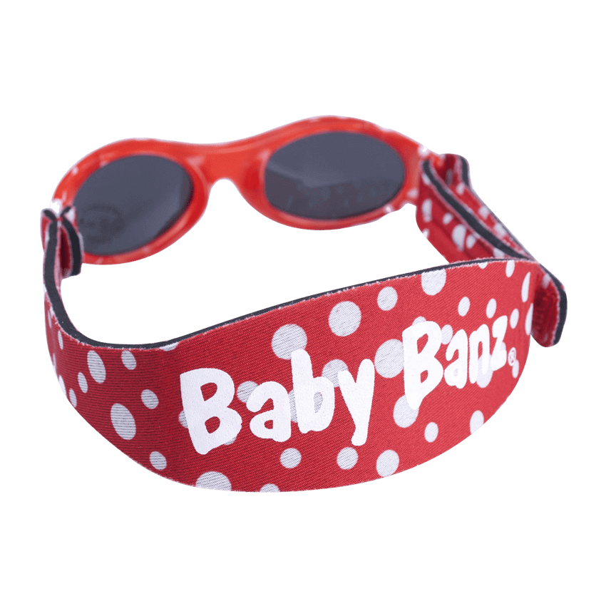 Baby Banz solbriller for barn. Røde prikker.