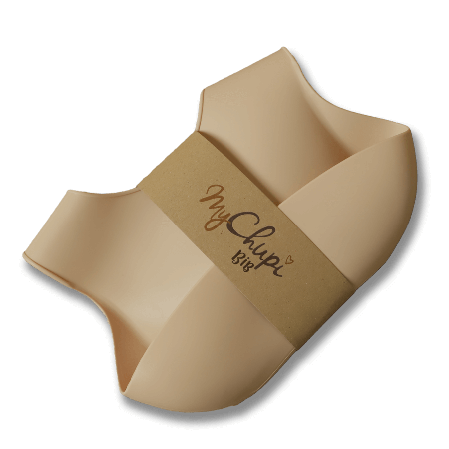 Baby smekke i silikon (bibs) - Naturfarget (Natural)