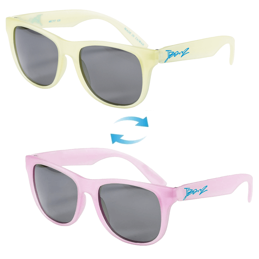 Solbriller som skifter farge. For barn 4-10 år. Skifter farge i solen fra Gule til Rosa