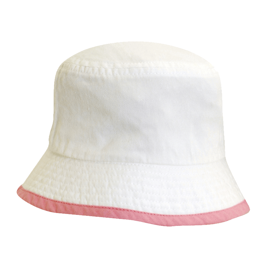Klassisk solhatt for baby (Bucket hat) - Hvit og Rosa