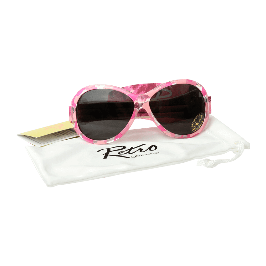 Retro Solbriller for barn og baby - Rosa mønster (Retro Banz Pink Diva)