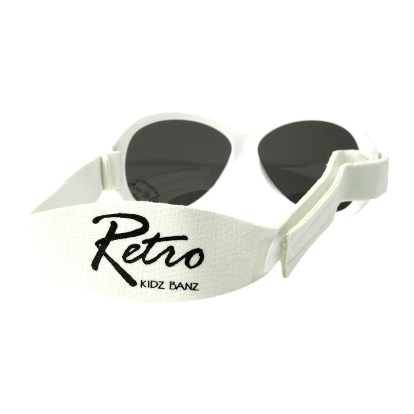 Hvite solbriller i retrostil for baby og barn (Retro Banz White)