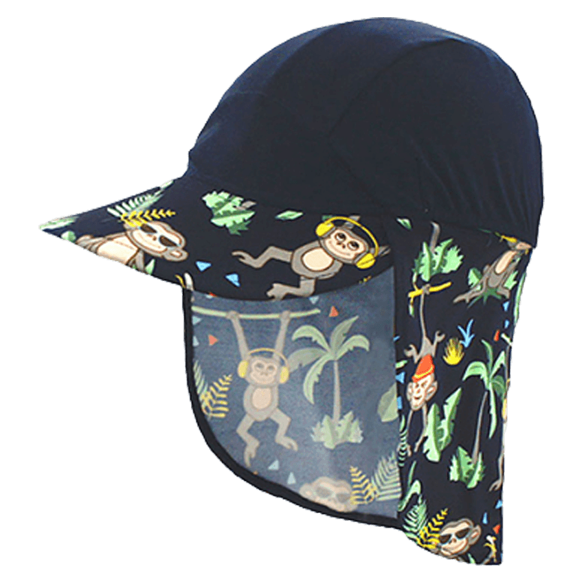 Solhatt UPF50 for barn og baby - Blå med dyr