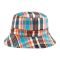 Solhatt med UPF50+ solbeskyttelse - Blå med oransje striper (Banz Orange check)