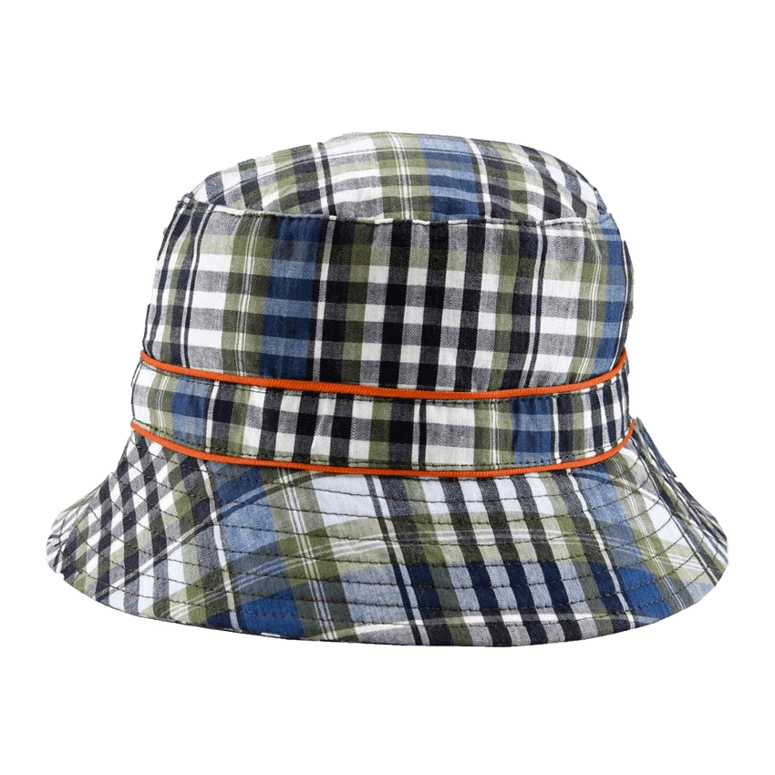 Solhatt med UPF50+ solbeskyttelse - Blå og grønne striper (Banz Navy check)