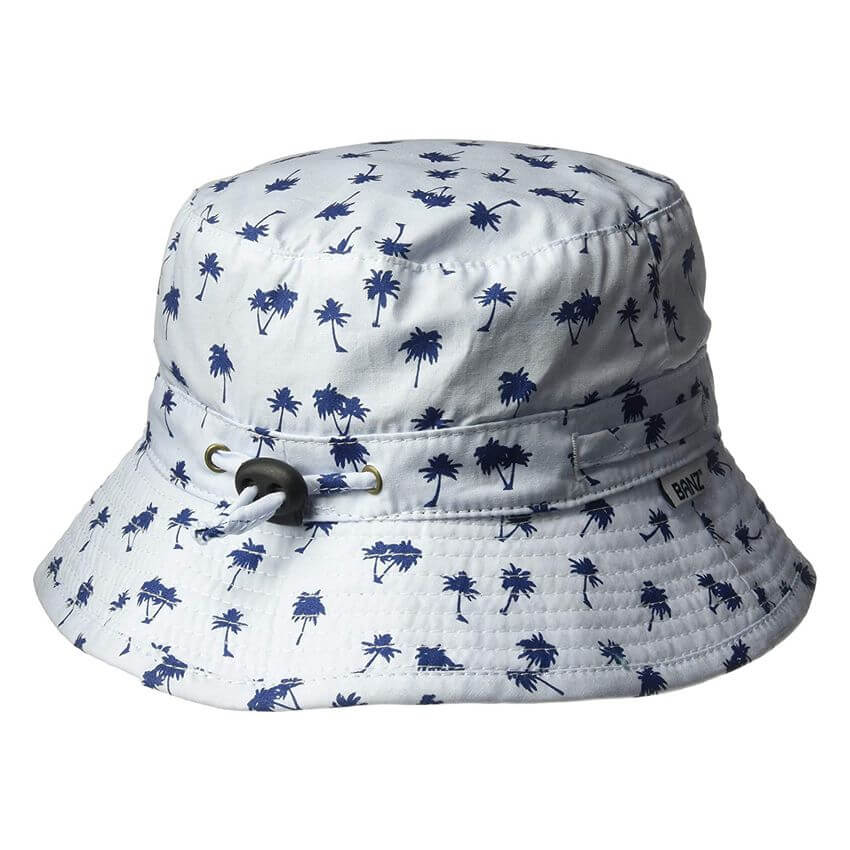 Solhatt med UPF50+ solbeskyttelse - Lys blå med palmer (Banz Blue palm ...