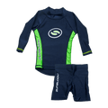 Zunblock langermet UV-trøye og shorts - Navy og neon grønn