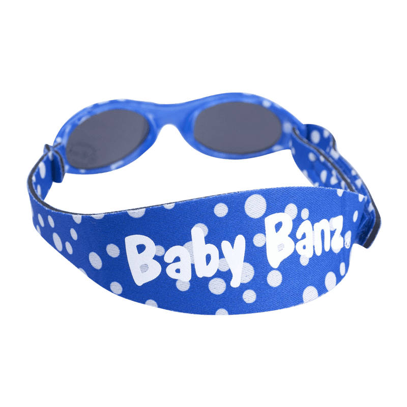 Blå og hvite Baby Banz / Kidz Banz solbriller for barn.