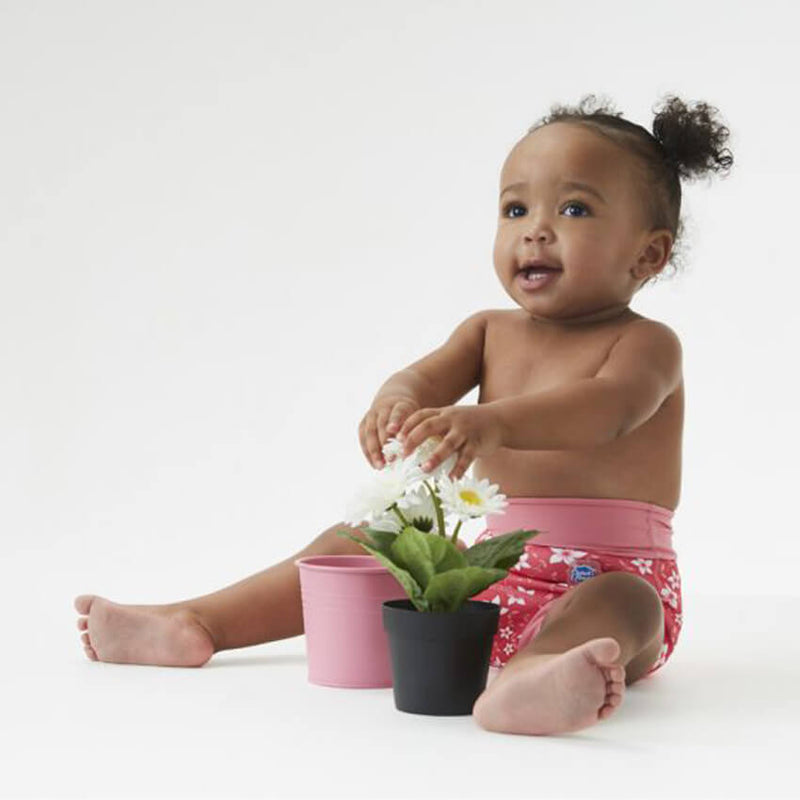 Rosa badebukse for babysvømming - Happy Nappy Pink Blossom