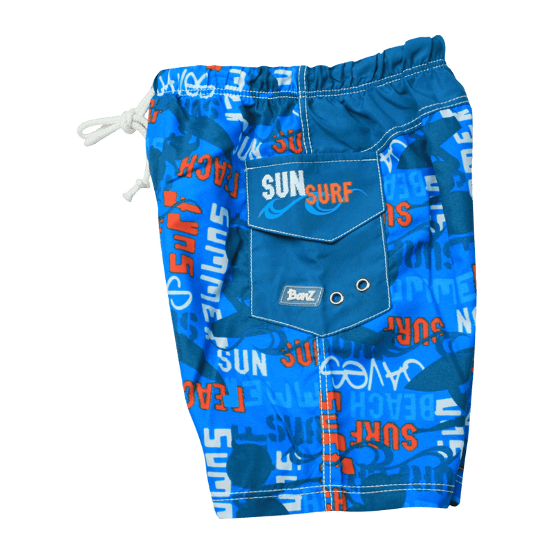 Badebukse blå med UV-beskyttelse (Banz Blue Graffiti Shorts)