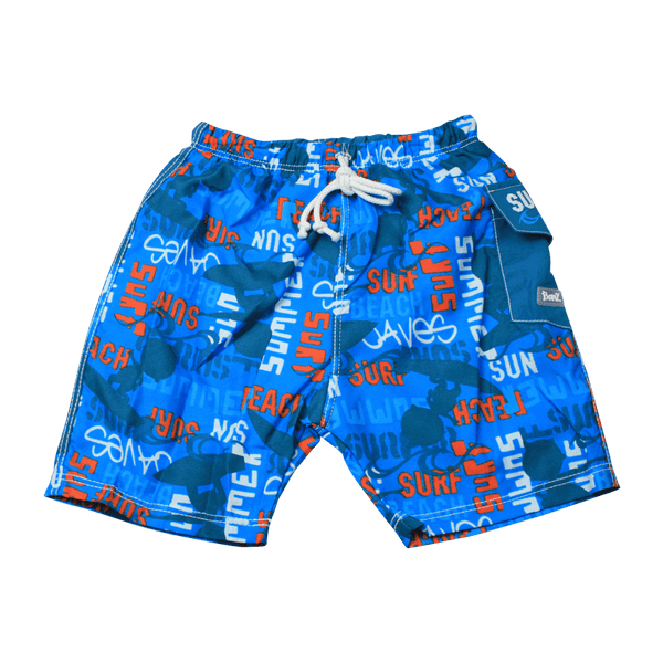 Badebukse blå med UV-beskyttelse (Banz Blue Graffiti Shorts)
