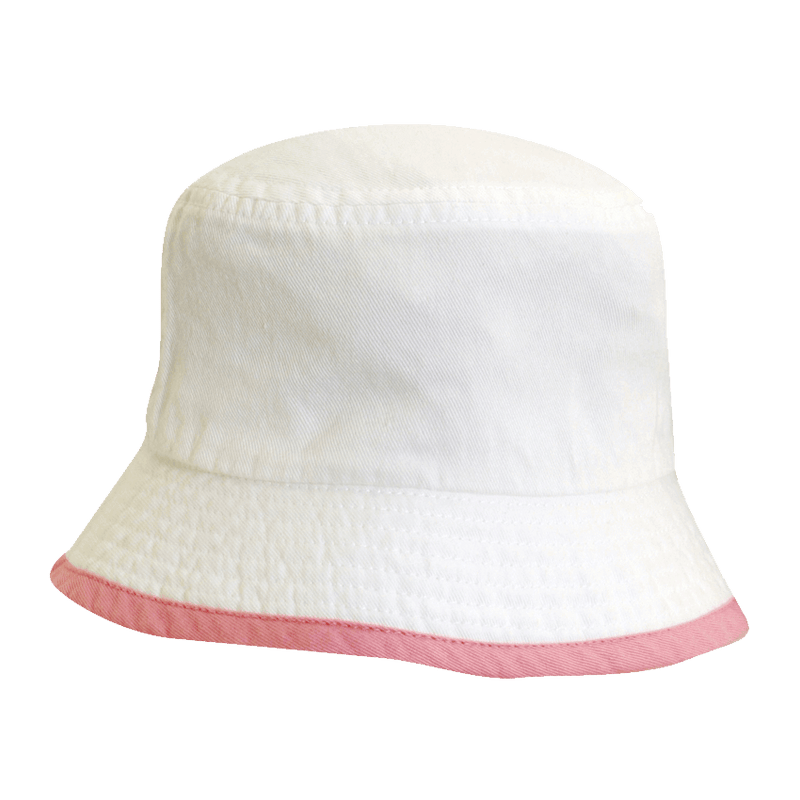 Klassisk solhatt for baby (Bucket hat) - Hvit og Rosa