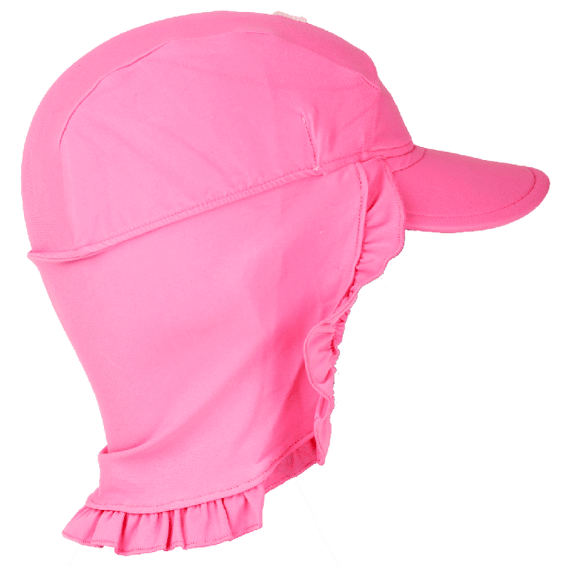 Rosa solhatt med ekstra nakkeskygge - Banz Pink Flap Hat